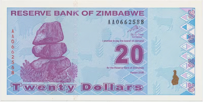 Zimbabwe, 20 Dollars 2009, P.95