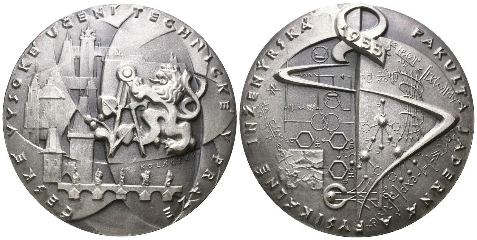 AE Medaile b.l. - Záslužná cena ČVUT fakulta jaderná fyzikálně inženýrská. Postř. bronz 80 mm (385 g) — 1