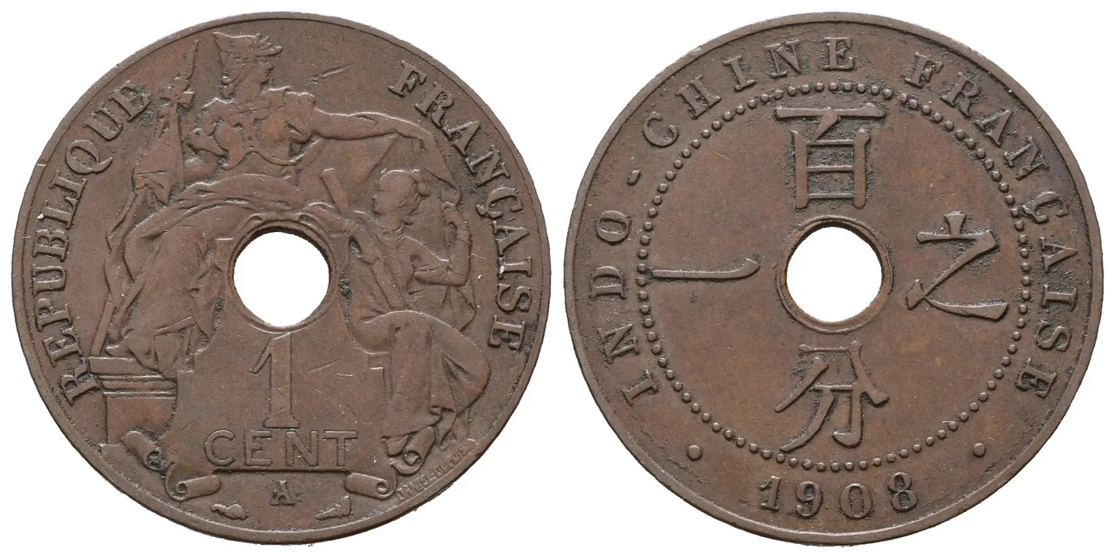 Francouzská Indočína, 1 Cent 1908 A