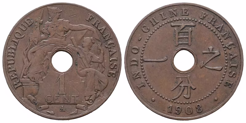 Francouzská Indočína, 1 Cent 1908 A