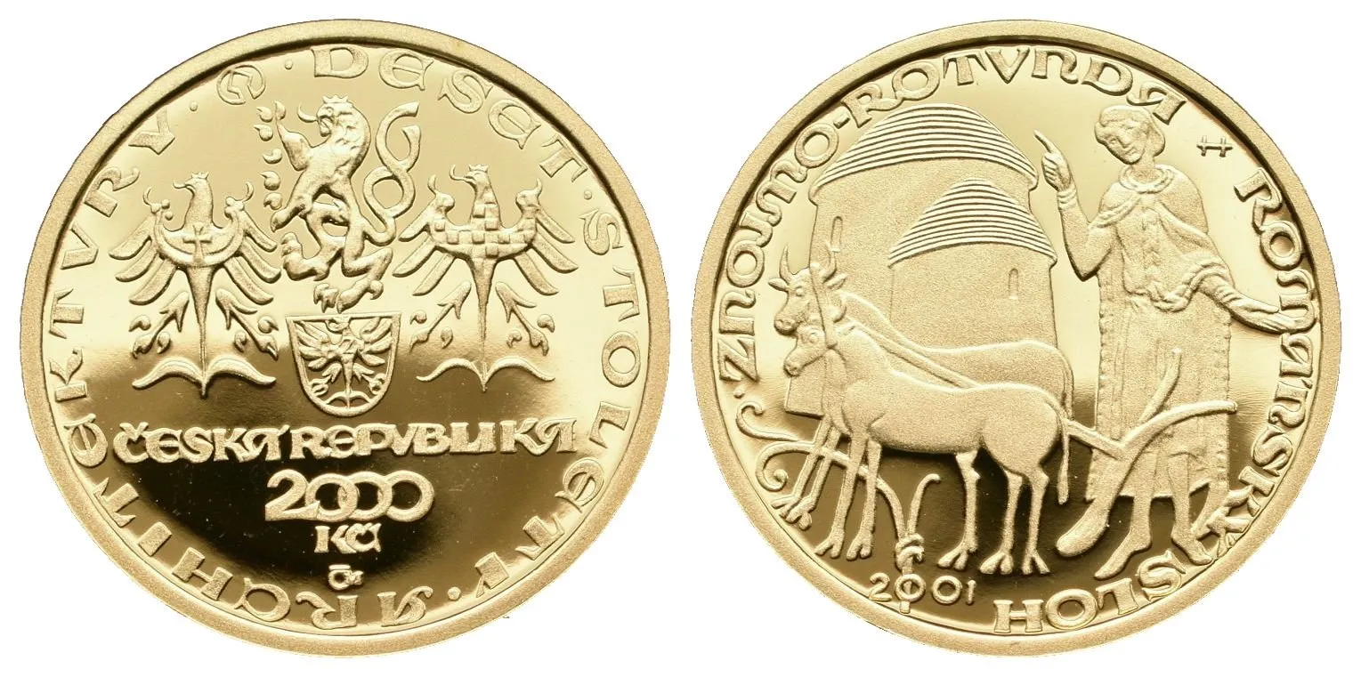 2000 Kč 2001 - Románský sloh - Rotunda ve Znojmě, PROOF, bez certifikátu