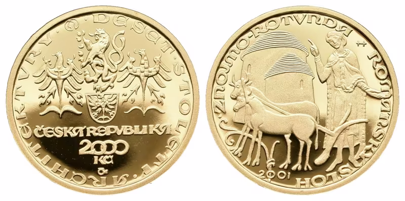 2000 Kč 2001 - Románský sloh - Rotunda ve Znojmě, PROOF, bez certifikátu