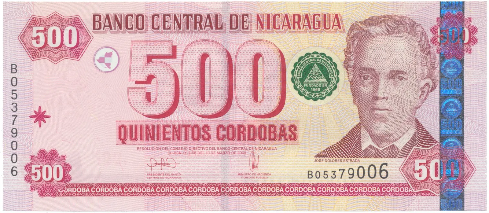Nikaragua, 500 Cordobas 2006, P.200