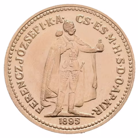 10 Koruna 1895 KB - novoražba Zlatá Huta Trenčín, číslo 37, Au 0,900 (3,45 g)
