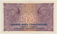 Československo, 10 Koruna 1927, serie B, tisk TB NBČS, perf. 1x SPECIMEN, Hej.22bB.S1 - fotografie 2