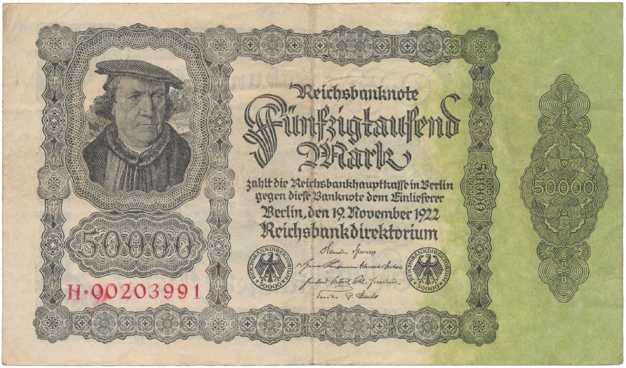 Německo, 50000 Mark 1922, Ro.079c
