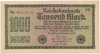 Německo, 1000 Mark 1922, vod. Kreuzblütten, fialové číslo, Ro.75k