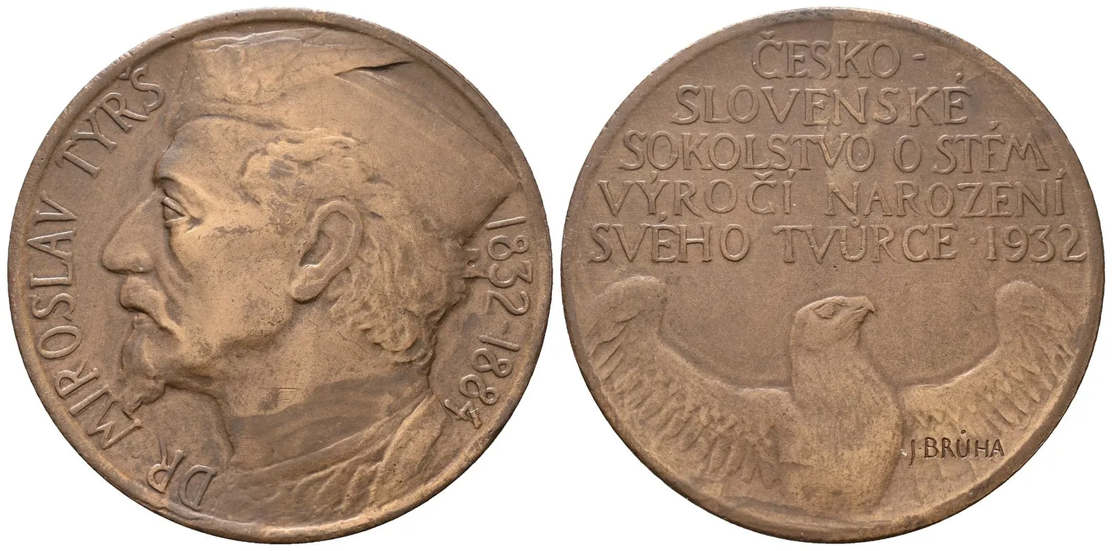 AE Medaile 1932 - Miroslav Tyrš, 100. výročí narození
