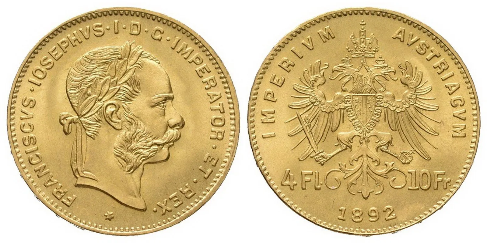 4 Zlatník / 10 Frank 1892 - novoražba
