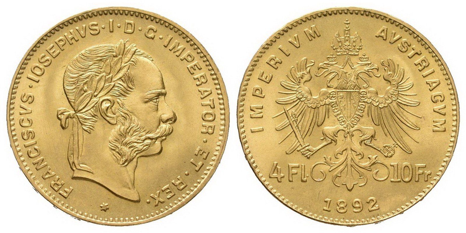 4 Zlatník / 10 Frank 1892 - novoražba