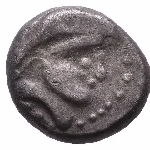 Drachma, typ Zemplín, Stylizovaná hlava zprava / Silně stylizovaný kůň nebo