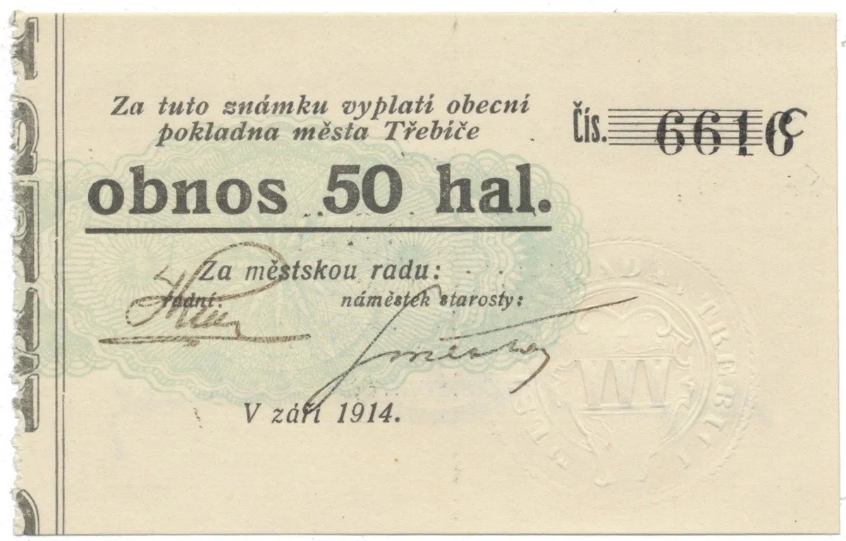 Třebíč - město, 50 hal září 1914, série C, HH.223.5.9a