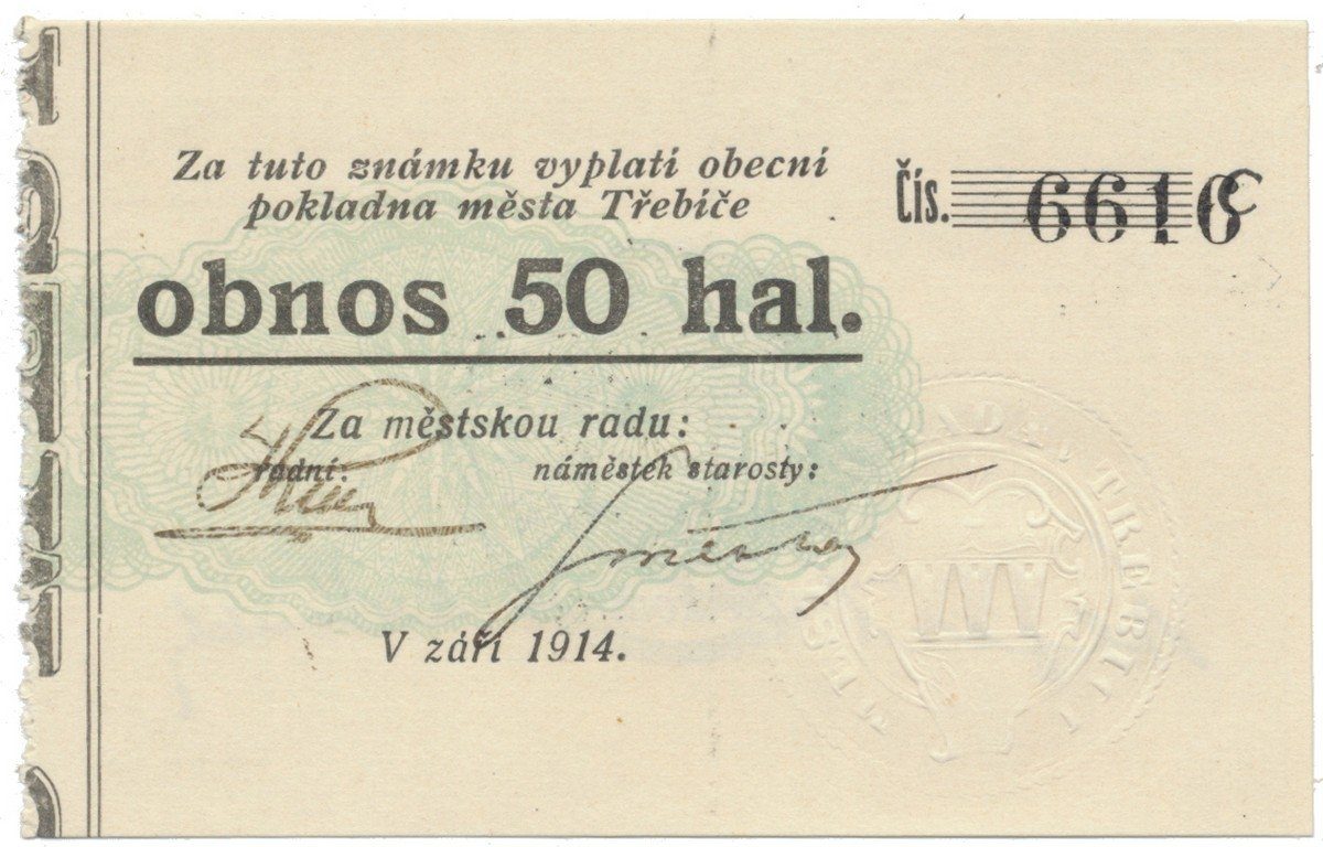 Třebíč - město, 50 hal září 1914, série C, HH.223.5.9a