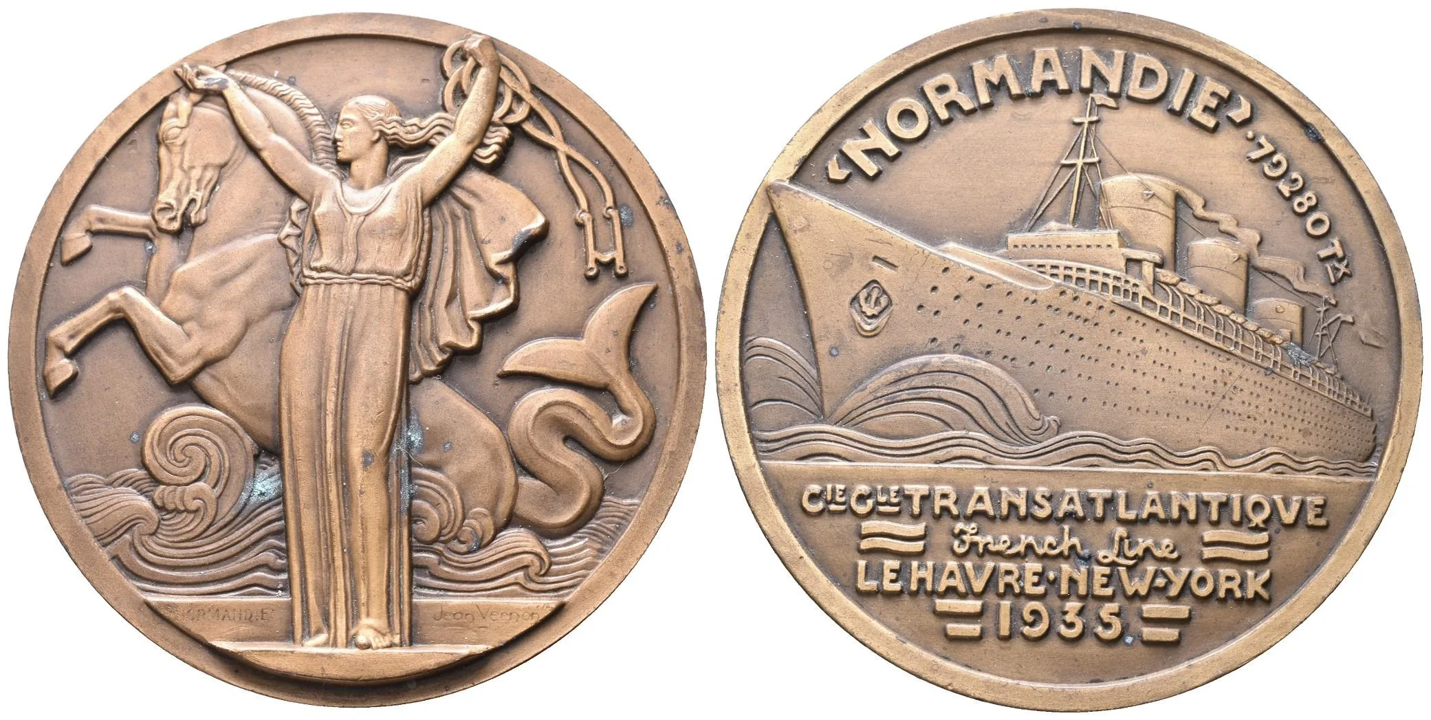 AE Medaile 1935 (Jean Vernon) - Compagnie Générale Transatlantique, oceánský parník — 1