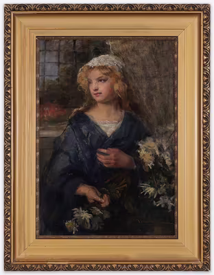 Vlaho Bukovac: Vlaho Bukovac (1855 - 1922) - Dívka s chryzantémami