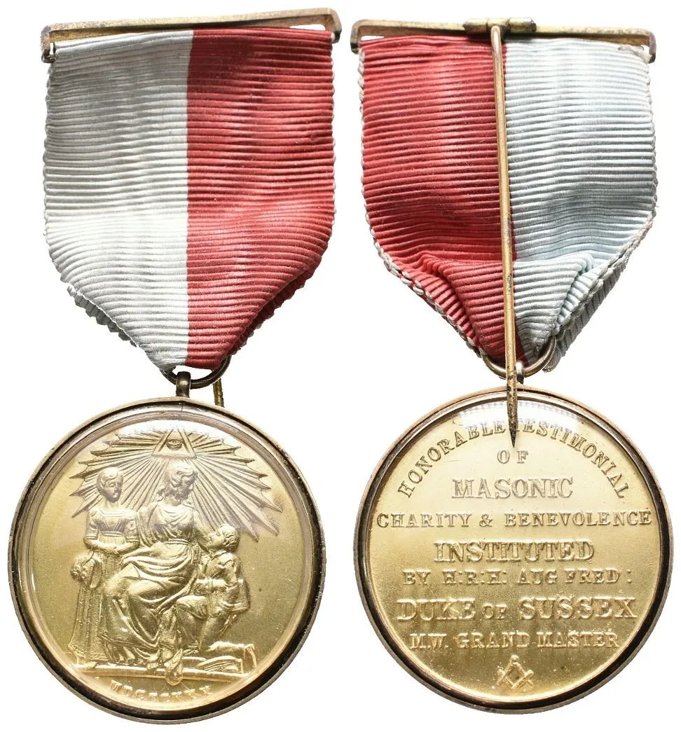 Velká Británie - AR Medaile 1944 - Čestné svědectví zednářské charity a — 1