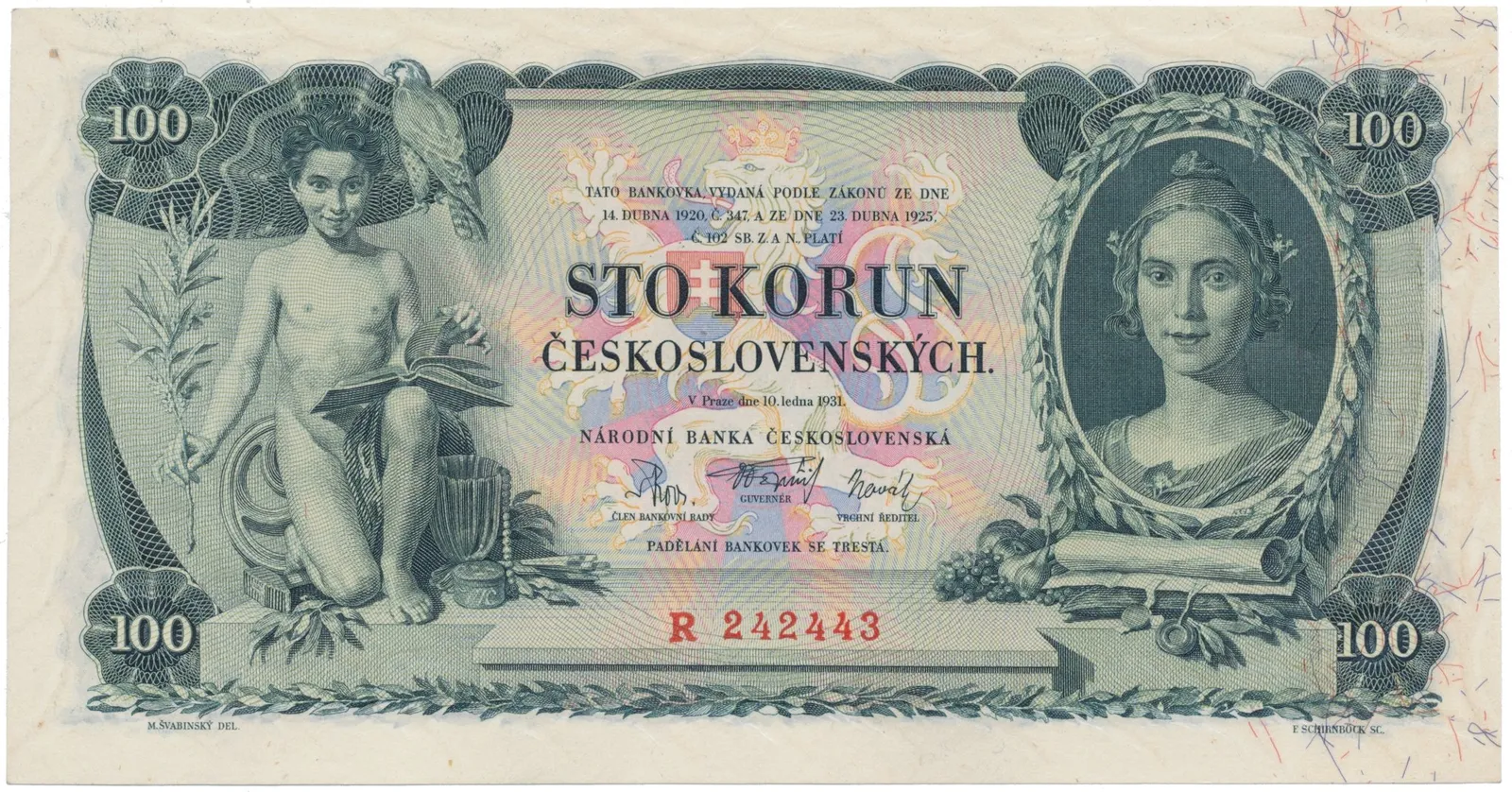 100 Koruna 1931, série R, Hej.25a