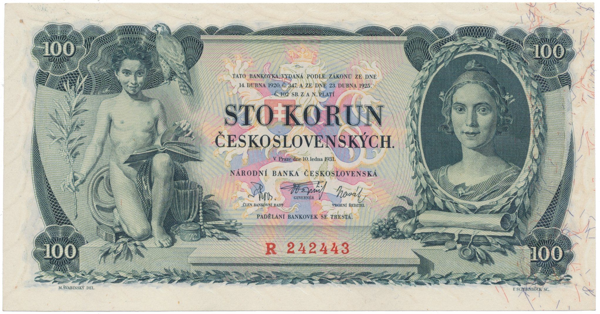 100 Koruna 1931, série R, Hej.25a