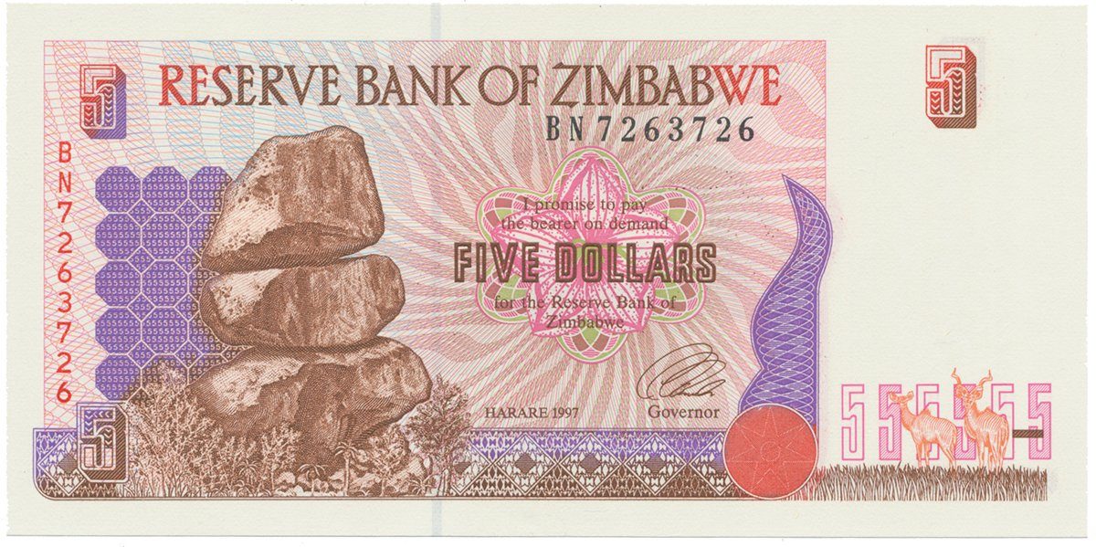 Zimbabwe, 5 Dollars 1997, P.5b