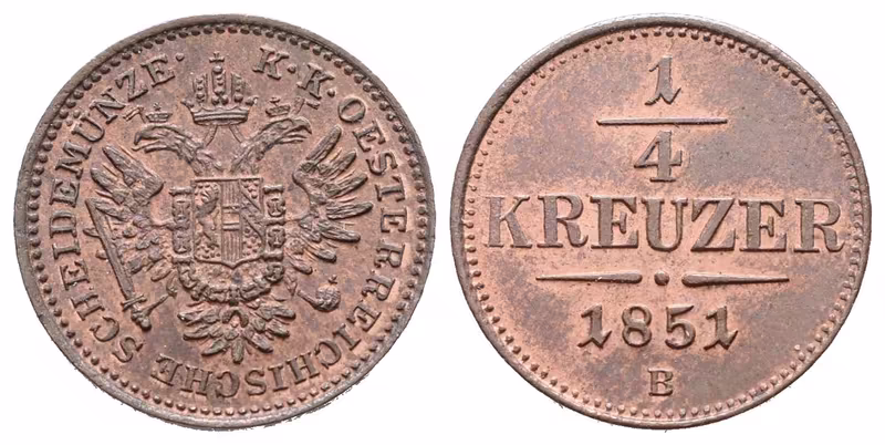 1/4 Krejcar 1851 B
