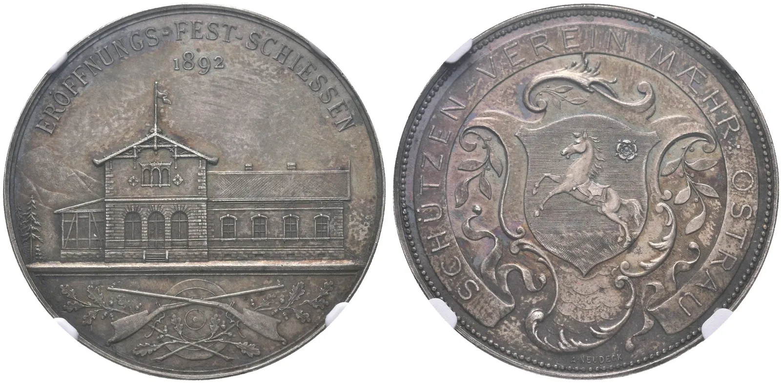 AR Medaile 1892 (A. Neudeck) - Zahajovací střelby střeleckého klubu Moravská Ostrava. — 1
