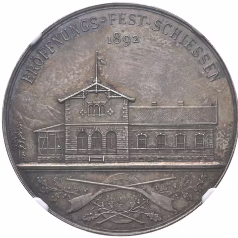 AR Medaile 1892 (A. Neudeck) - Zahajovací střelby střeleckého klubu Moravská Ostrava.