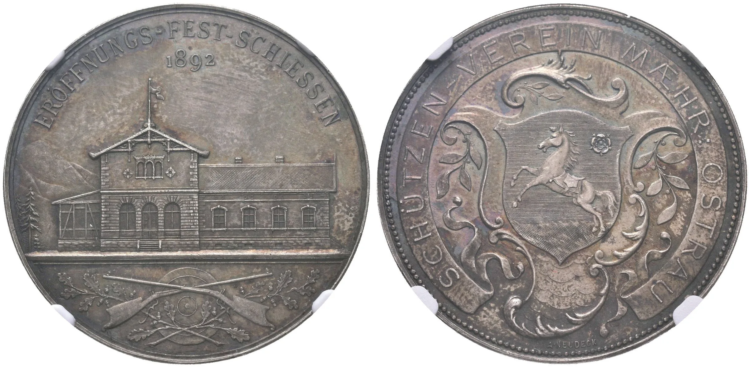 AR Medaile 1892 (A. Neudeck) - Zahajovací střelby střeleckého klubu Moravská Ostrava. — 1