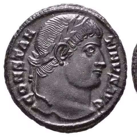 Follis, Siscia, 328-329, Rv: PROVIDENTIAE AVGG, táborová brána,