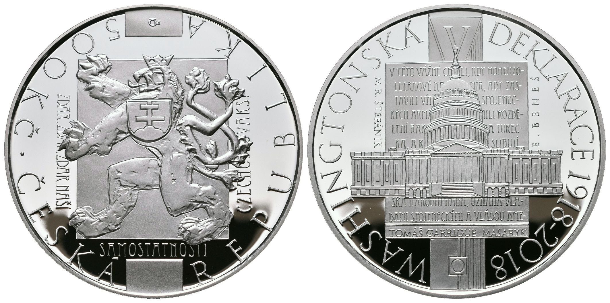 500 Kč 2018 - Washingtonská deklarace, PROOF
