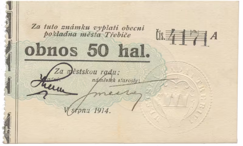 Třebíč - město, 50 hal srpen 1914, série A, HH.223.5.4i