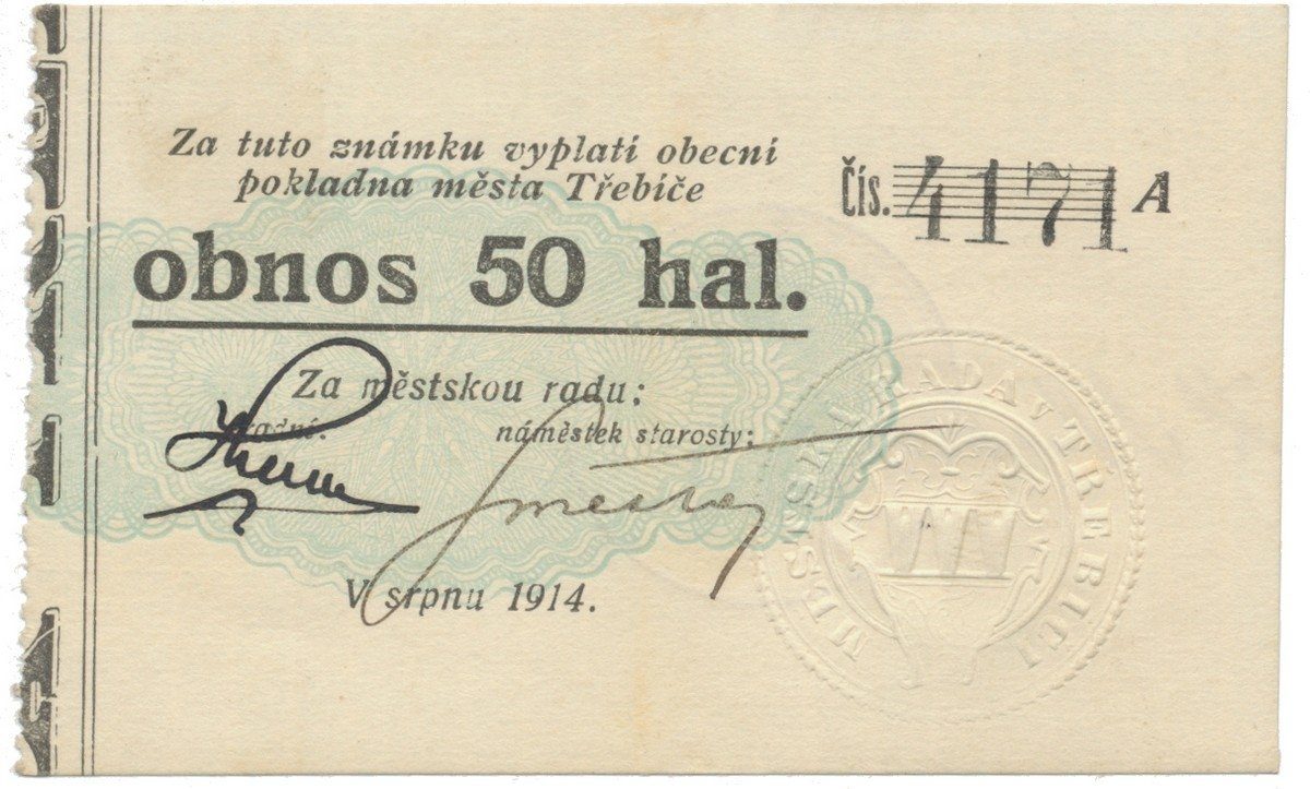 Třebíč - město, 50 hal srpen 1914, série A, HH.223.5.4i