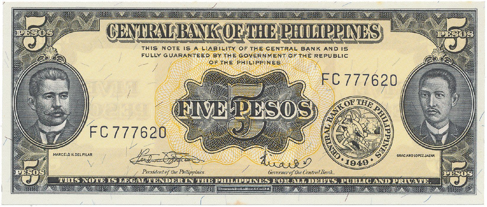 Filipíny, 5 Pesos (1949), P.135f