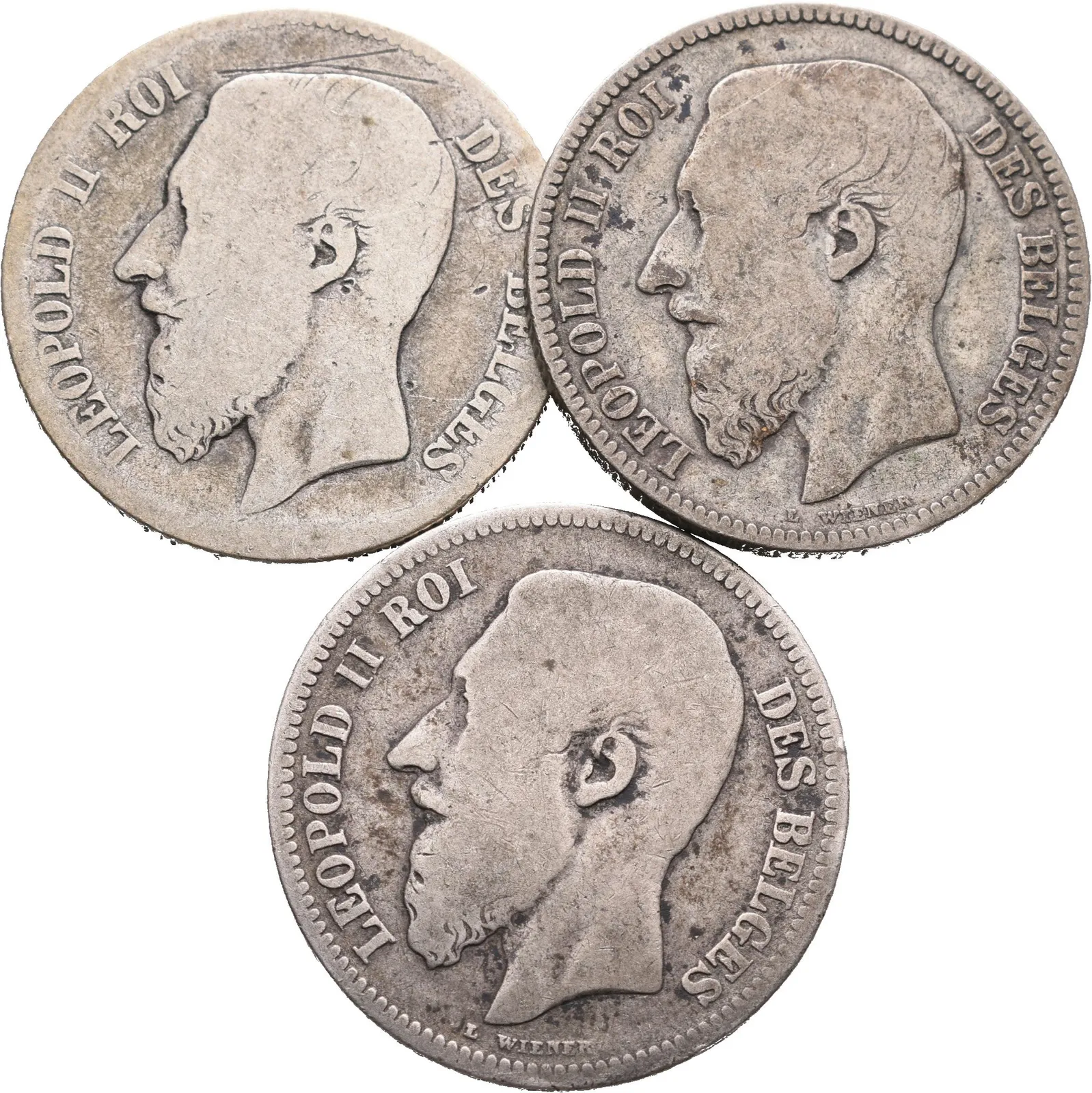 Belgie, 2 Frank 1866, 1867, 1868