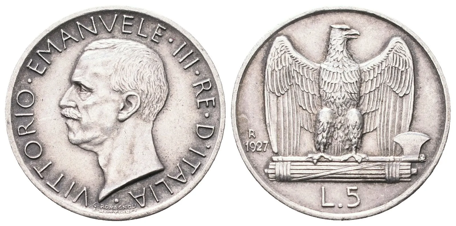 Itálie, 5 Lira 1927 R