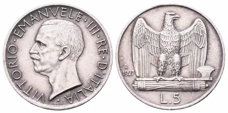 Itálie, 5 Lira 1927 R