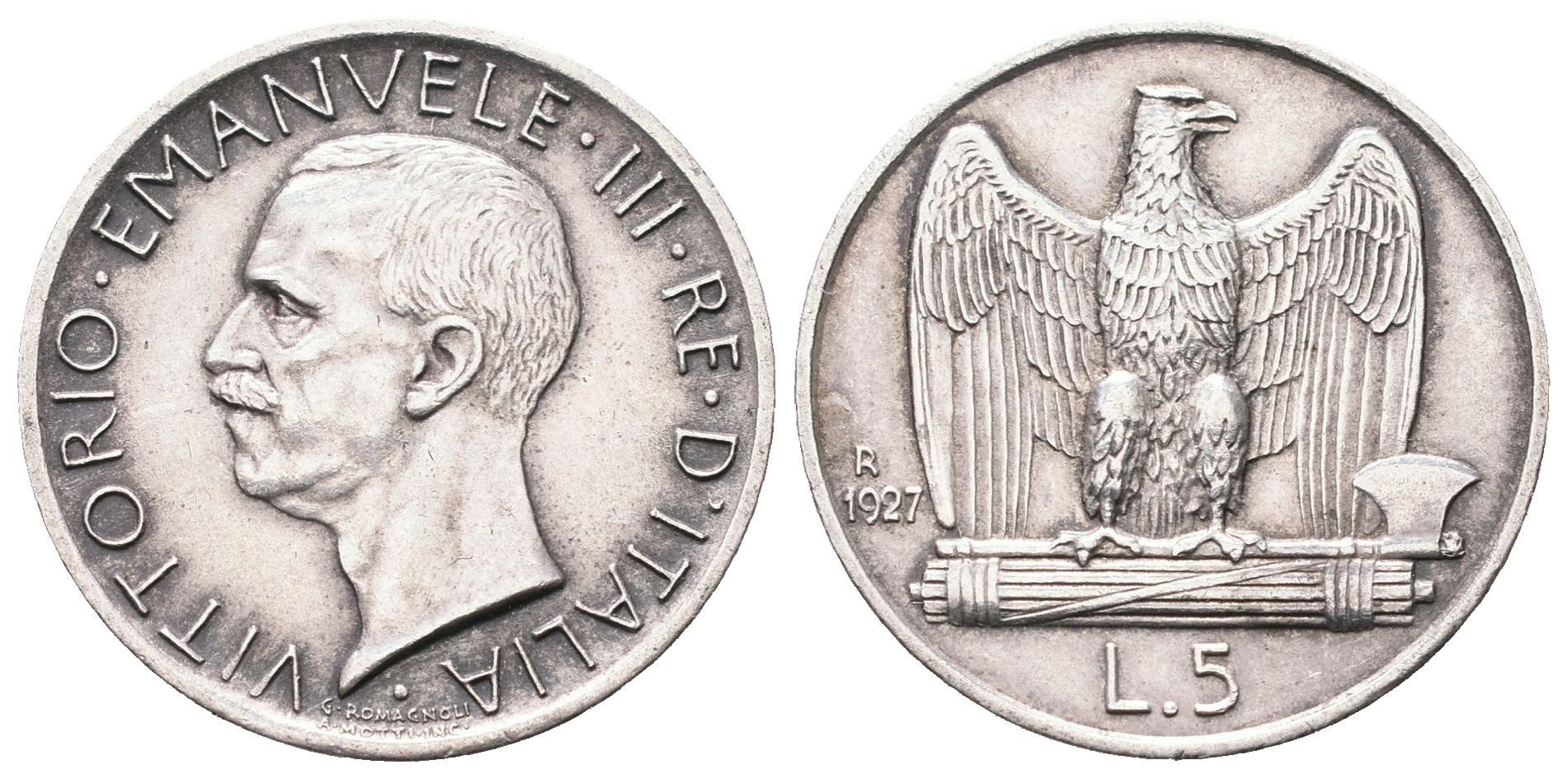 Itálie, 5 Lira 1927 R