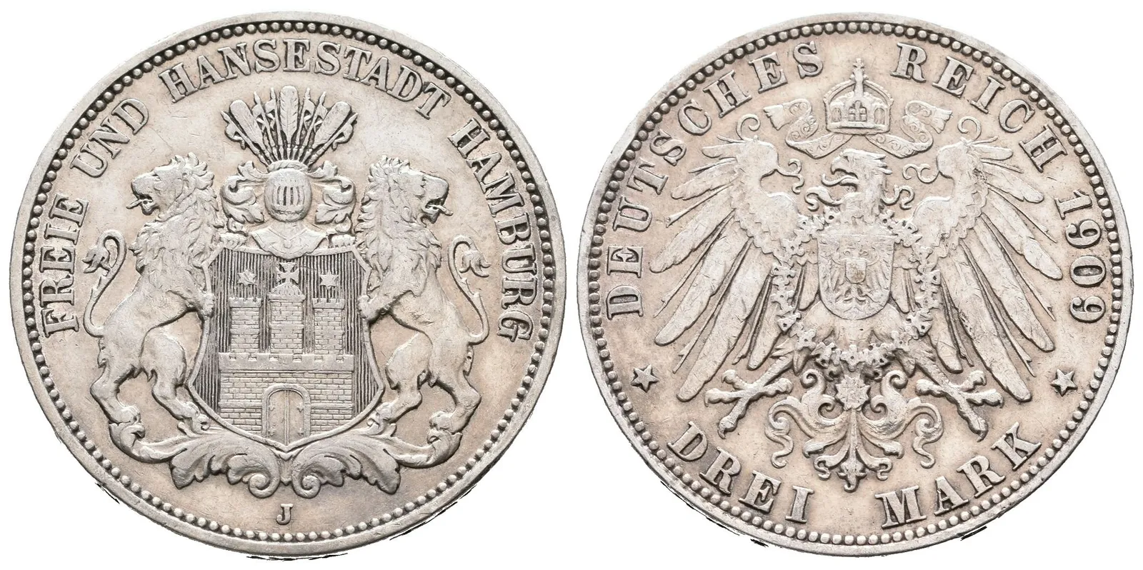 Hamburg, 3 Marka 1909 J