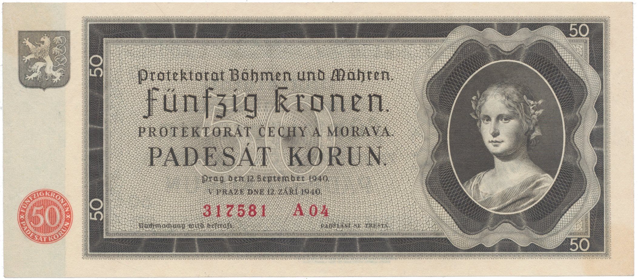 50 Koruna 1940, Hej.34a