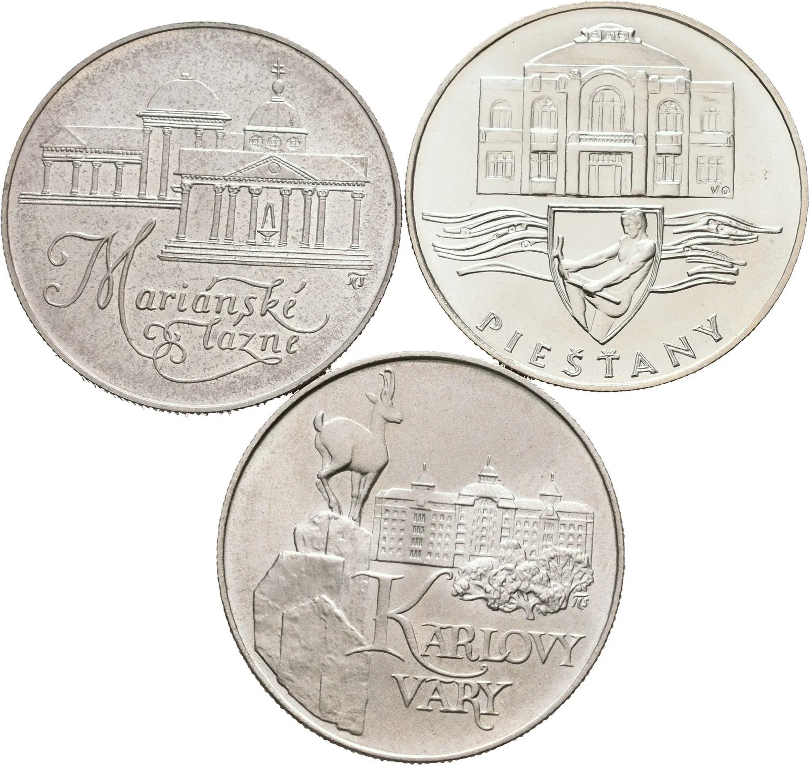 50 Kčs 1991 - Karlovy Vary, Mariánské Lázně, Piešťany, lesk, patina_3 ks — 1