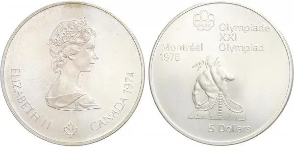 Kanada, 5 Dollars 1974 - Olympiáda Montreal 1976