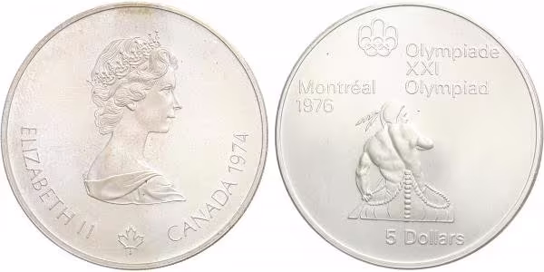 Kanada, 5 Dollars 1974 - Olympiáda Montreal 1976