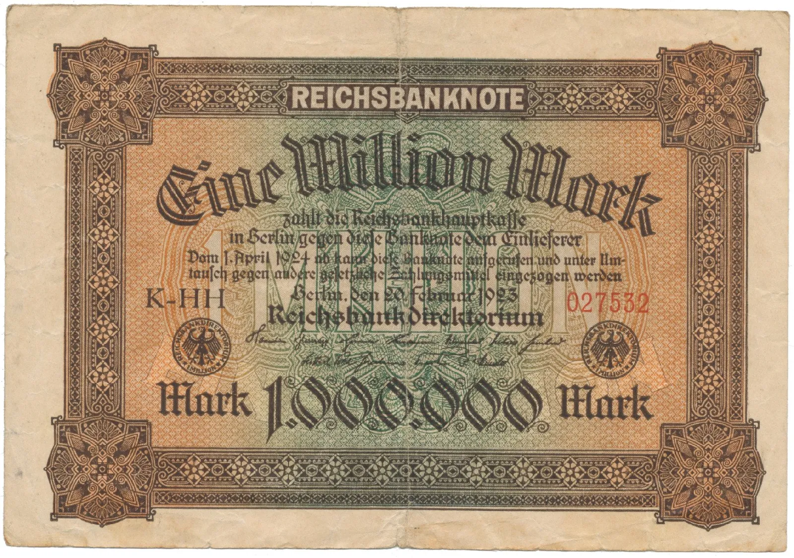 Německo, 100 Millionen Mark 1923, Ro.85a