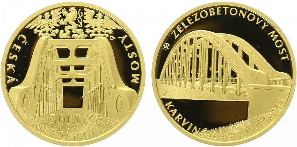 5000 Kč 2014 - Železobetonový most v Karviné-Darkově, PROOF
