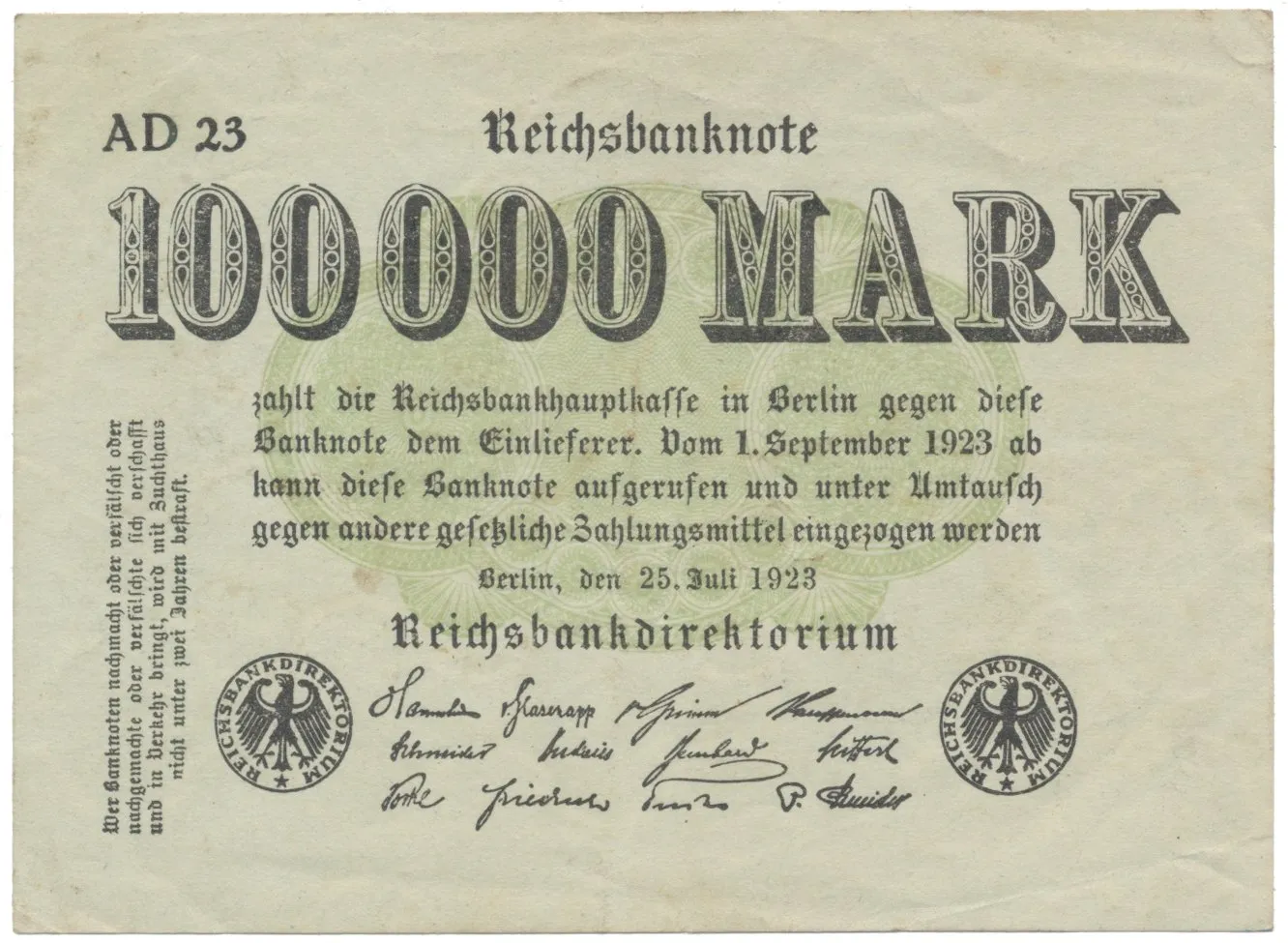 Německo, 100 000 Mark 1923, Ro.90b