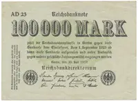 Německo, 100 000 Mark 1923, Ro.90b
