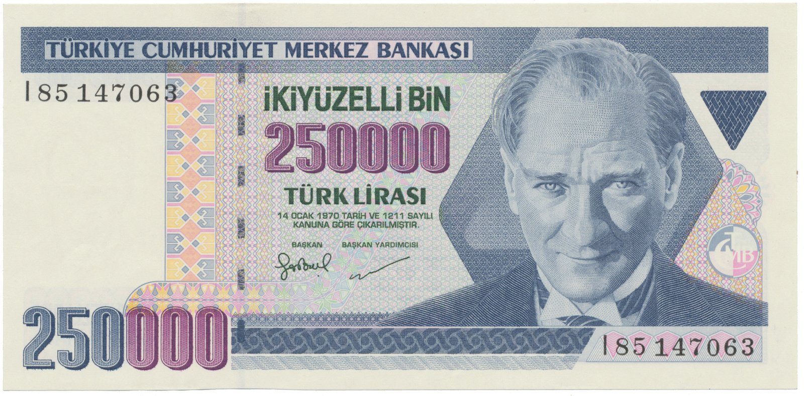 Turecko, 250.000 Lira (1998), P.211