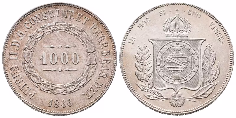Brazílie, 1000 Reis 1866