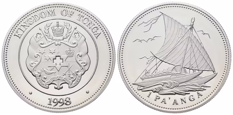 Tonga, 1 Pa'anga 1998 - Polynéský katamarán
