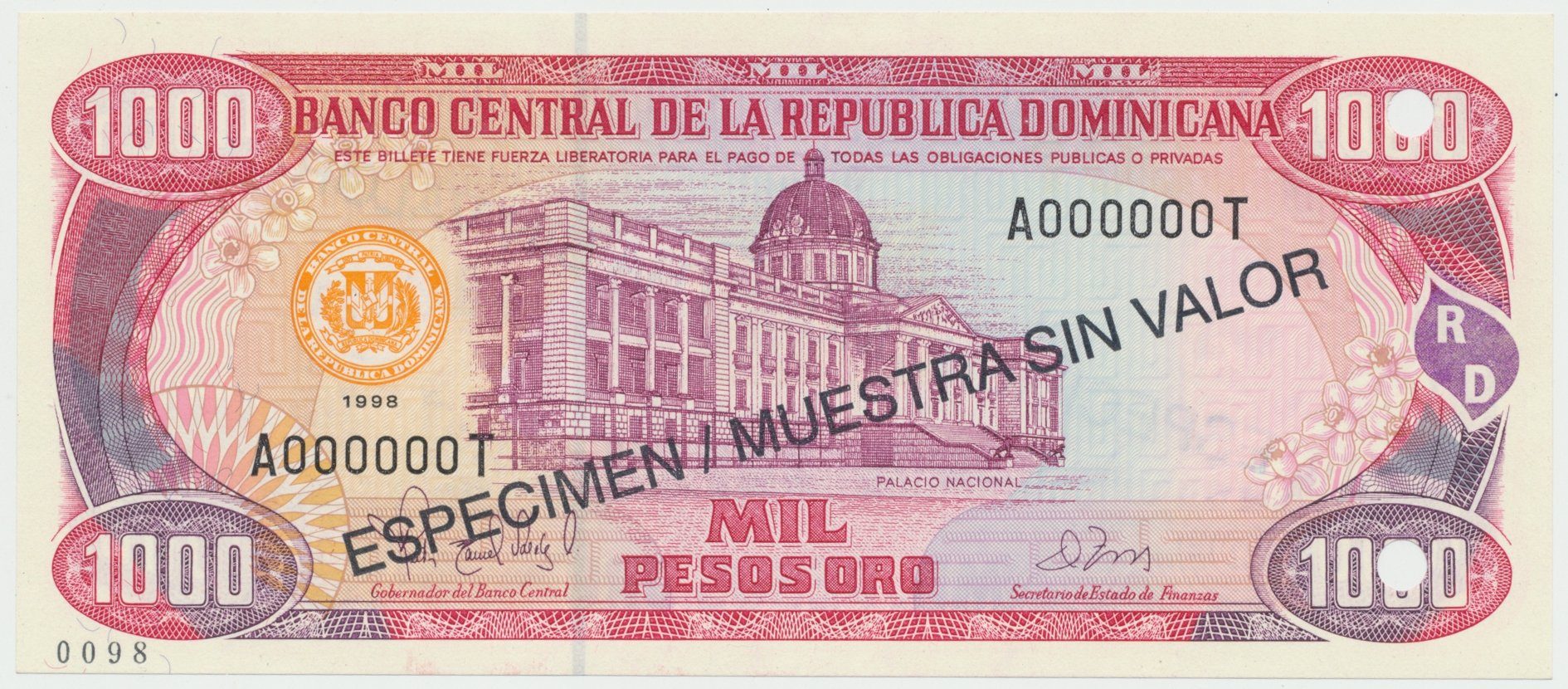 Dominikánská republika, 1000 Pesos Oro 1998, P.158s3