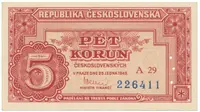 5 Koruna 1949, perforace 3 m.d. v obloučku, Hej.83a2S2